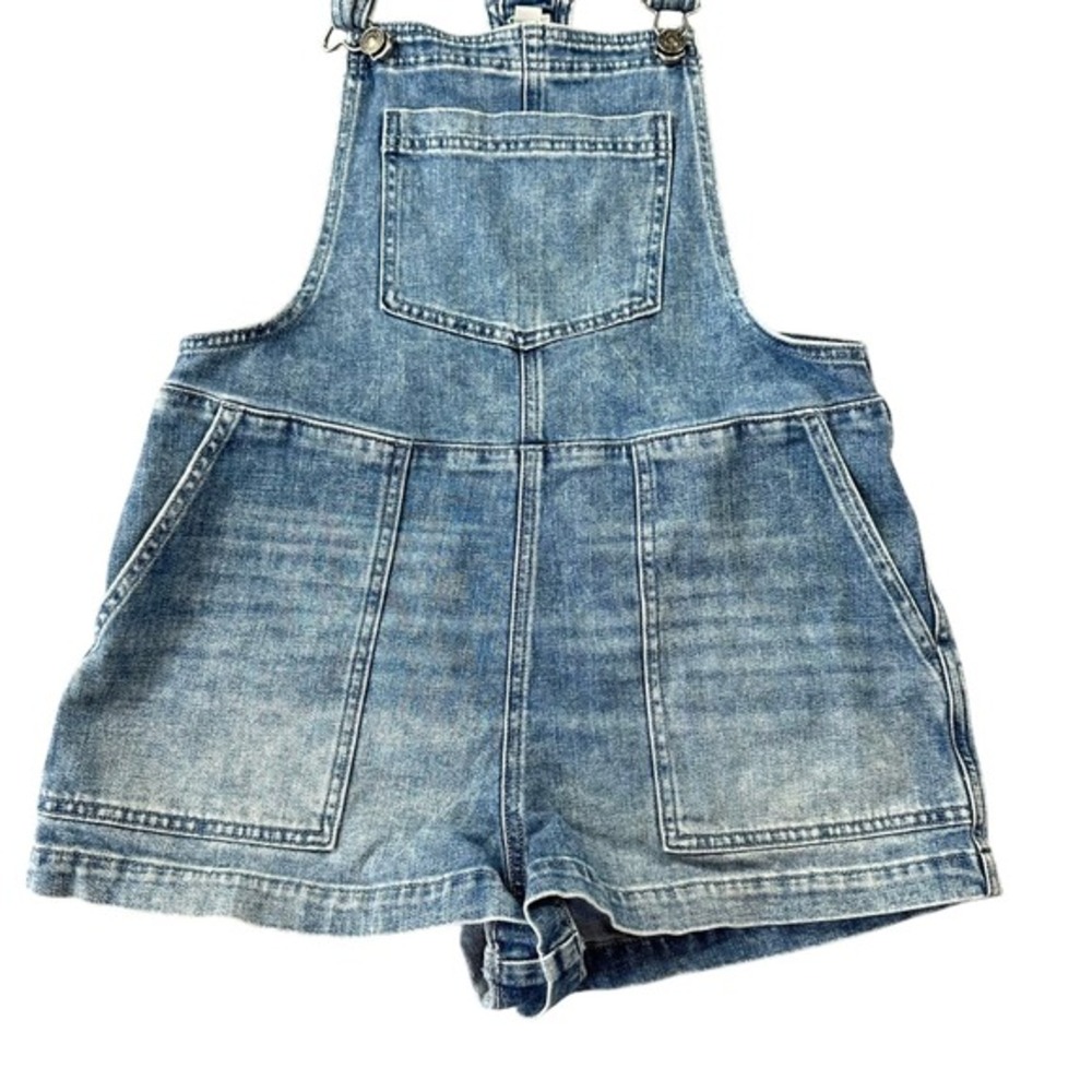 Aerie Size Small Denim Shortall Overalls Medium Wash Daisy Embroidery Summer - Picture 3 of 10